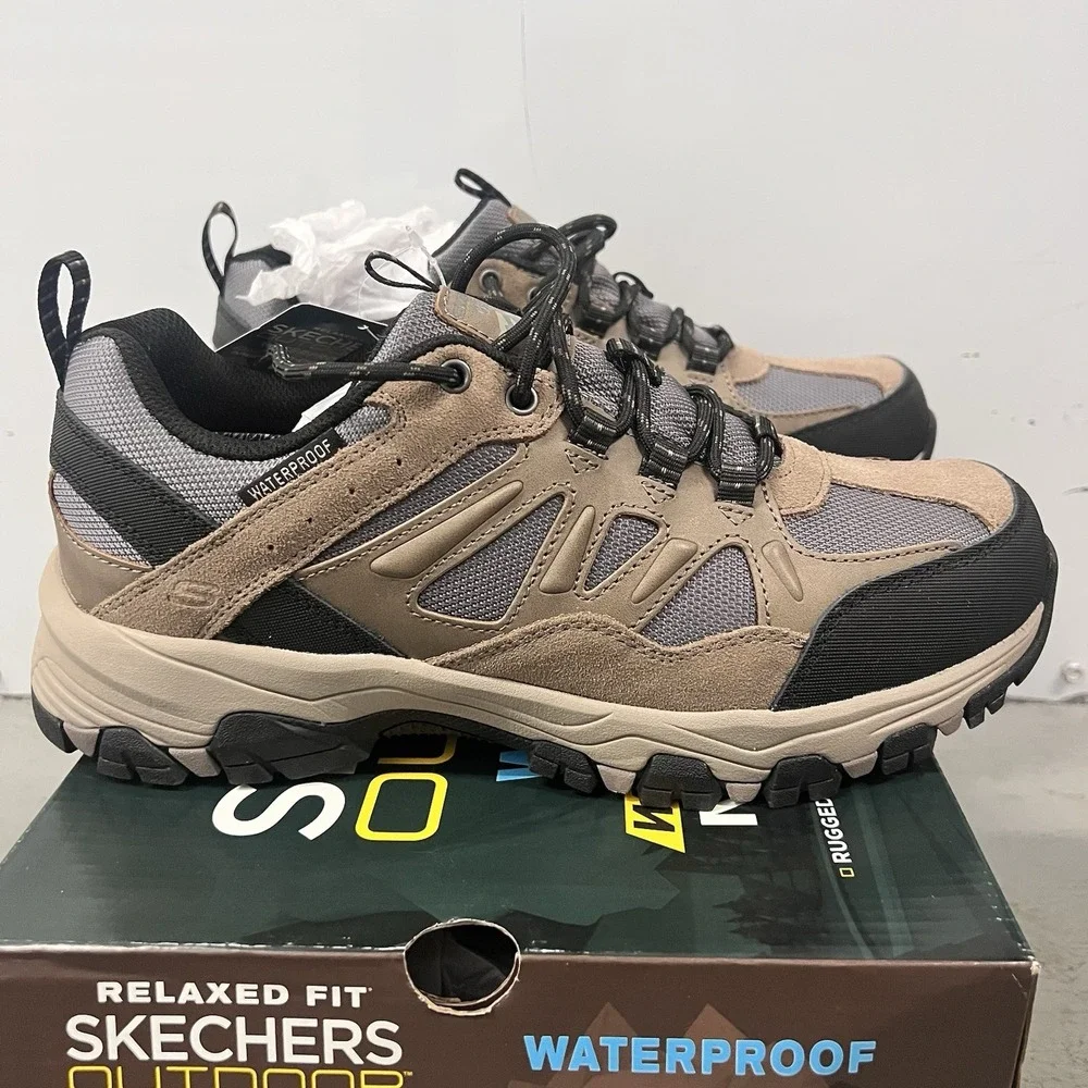 Skechers Outdoors #66275 Brown Leather Waterproof Hiking Men's Size 8.5 Low‎ Too